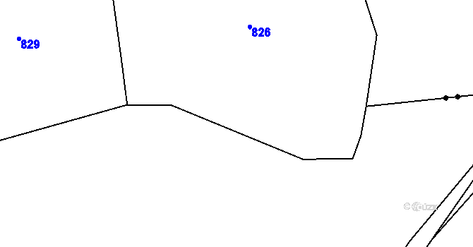 Parcela st. 825 v KÚ Hluboká u Žihle, Katastrální mapa