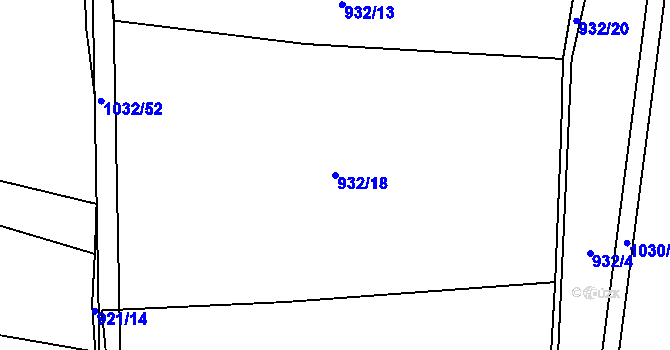 Parcela st. 932/18 v KÚ Hluboká u Žihle, Katastrální mapa