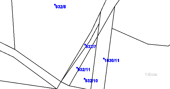 Parcela st. 932/7 v KÚ Hluboká u Žihle, Katastrální mapa