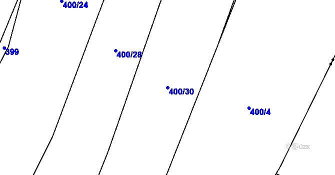 Parcela st. 400/30 v KÚ Hluboká u Žihle, Katastrální mapa
