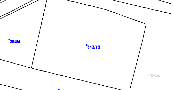 Parcela st. 343/12 v KÚ Hluboká u Žihle, Katastrální mapa