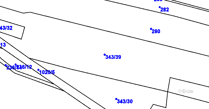 Parcela st. 343/39 v KÚ Hluboká u Žihle, Katastrální mapa