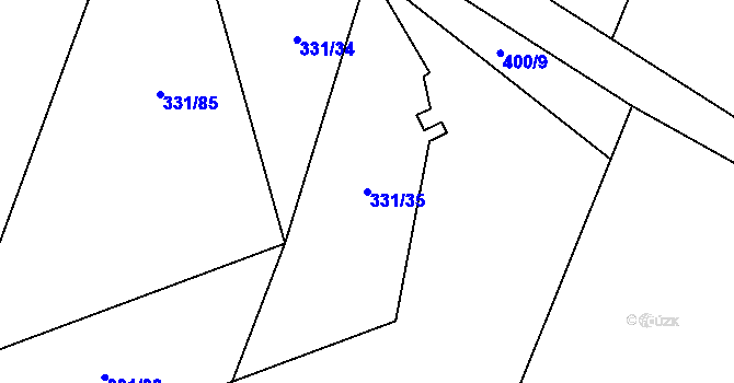 Parcela st. 331/35 v KÚ Hluboká u Žihle, Katastrální mapa