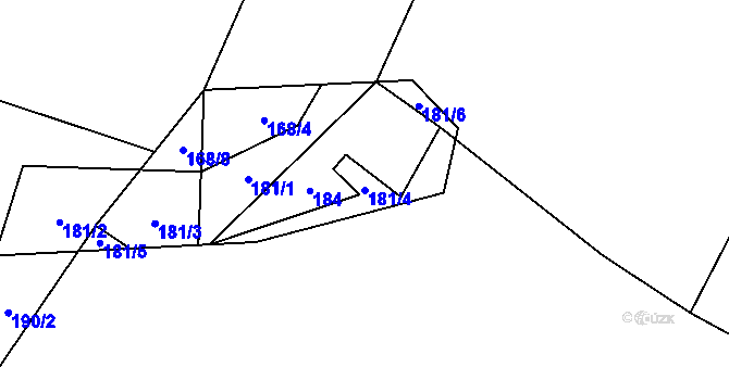 Parcela st. 181/4 v KÚ Hluboká u Žihle, Katastrální mapa