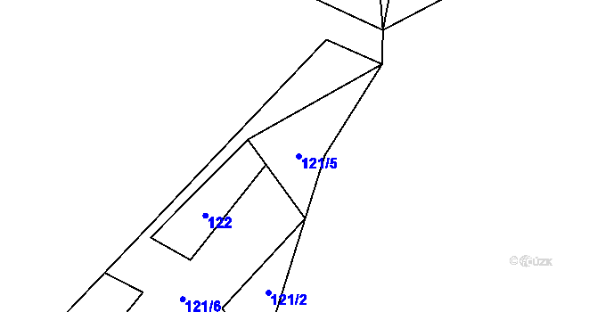 Parcela st. 121/5 v KÚ Hluboká u Žihle, Katastrální mapa