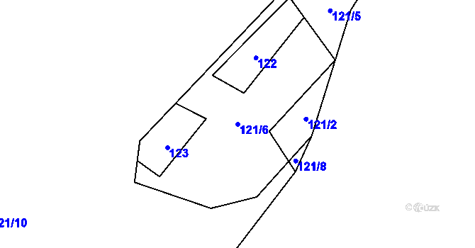 Parcela st. 121/6 v KÚ Hluboká u Žihle, Katastrální mapa