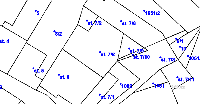 Parcela st. 7/8 v KÚ Hluboká u Žihle, Katastrální mapa