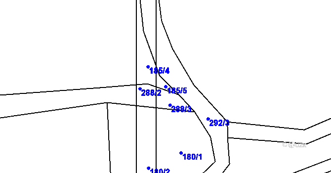 Parcela st. 185/5 v KÚ Kalec, Katastrální mapa