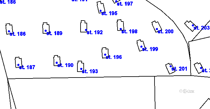 Parcela st. 196 v KÚ Nový Dvůr u Žihle, Katastrální mapa