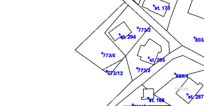 Parcela st. 773/5 v KÚ Nový Dvůr u Žihle, Katastrální mapa