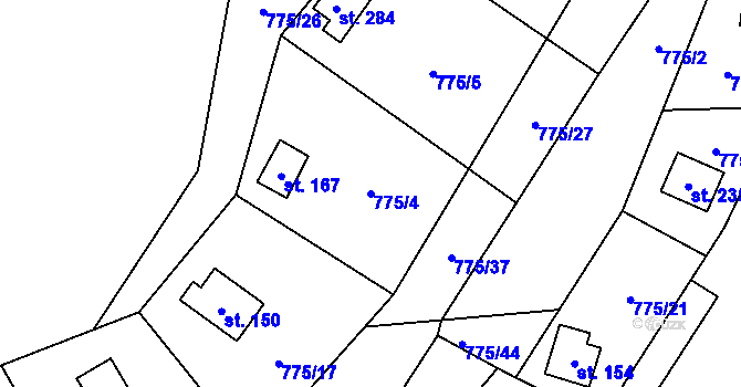 Parcela st. 775/4 v KÚ Nový Dvůr u Žihle, Katastrální mapa