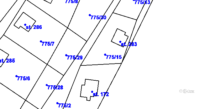 Parcela st. 775/15 v KÚ Nový Dvůr u Žihle, Katastrální mapa