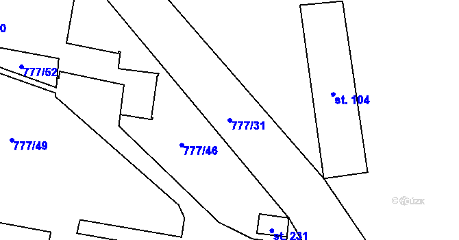 Parcela st. 777/31 v KÚ Nový Dvůr u Žihle, Katastrální mapa