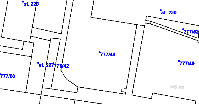 Parcela st. 777/44 v KÚ Nový Dvůr u Žihle, Katastrální mapa