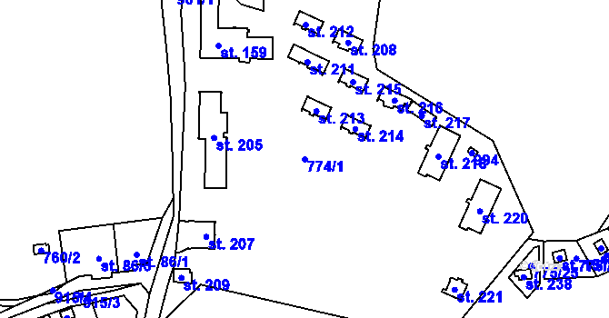 Parcela st. 774/1 v KÚ Nový Dvůr u Žihle, Katastrální mapa