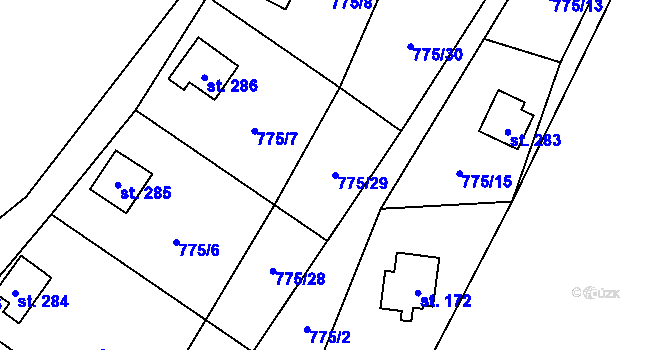 Parcela st. 775/29 v KÚ Nový Dvůr u Žihle, Katastrální mapa