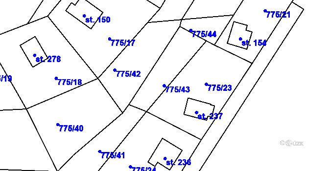 Parcela st. 775/43 v KÚ Nový Dvůr u Žihle, Katastrální mapa
