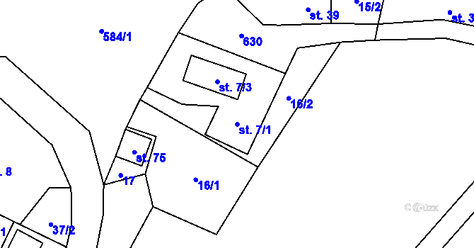 Parcela st. 7/1 v KÚ Přehořov u Žihle, Katastrální mapa