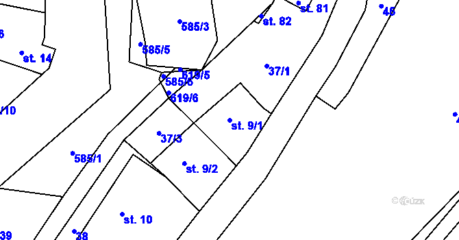 Parcela st. 9/1 v KÚ Přehořov u Žihle, Katastrální mapa