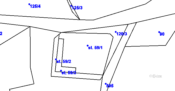 Parcela st. 59/1 v KÚ Přehořov u Žihle, Katastrální mapa