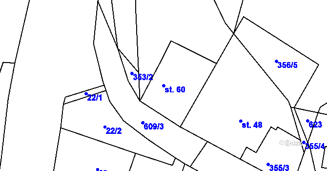 Parcela st. 60 v KÚ Přehořov u Žihle, Katastrální mapa
