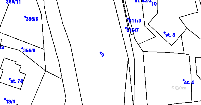 Parcela st. 9 v KÚ Přehořov u Žihle, Katastrální mapa