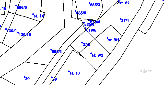 Parcela st. 37/3 v KÚ Přehořov u Žihle, Katastrální mapa