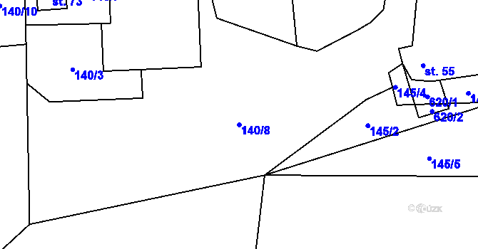Parcela st. 140/8 v KÚ Přehořov u Žihle, Katastrální mapa