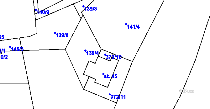 Parcela st. 372/10 v KÚ Přehořov u Žihle, Katastrální mapa