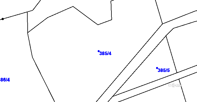 Parcela st. 385/4 v KÚ Přehořov u Žihle, Katastrální mapa