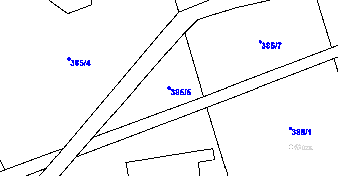 Parcela st. 385/5 v KÚ Přehořov u Žihle, Katastrální mapa