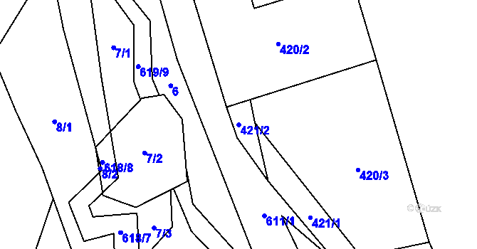 Parcela st. 421/2 v KÚ Přehořov u Žihle, Katastrální mapa