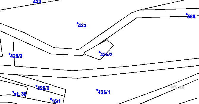 Parcela st. 425/2 v KÚ Přehořov u Žihle, Katastrální mapa