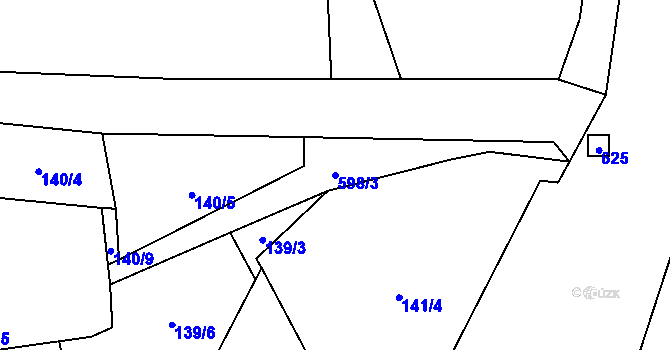 Parcela st. 598/3 v KÚ Přehořov u Žihle, Katastrální mapa