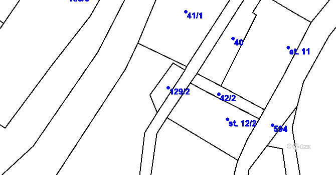Parcela st. 129/2 v KÚ Přehořov u Žihle, Katastrální mapa