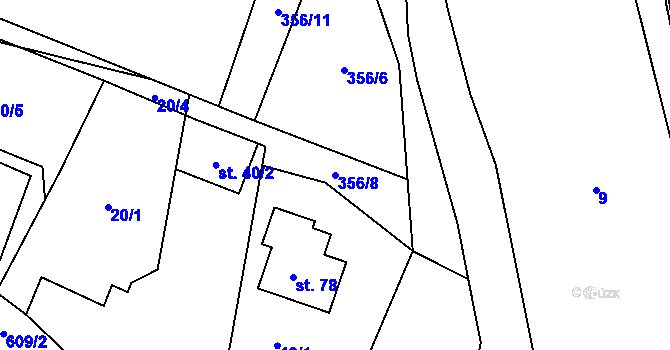 Parcela st. 356/8 v KÚ Přehořov u Žihle, Katastrální mapa