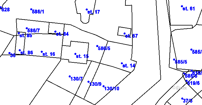 Parcela st. 586/6 v KÚ Přehořov u Žihle, Katastrální mapa