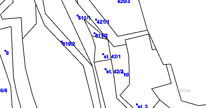 Parcela st. 42/1 v KÚ Přehořov u Žihle, Katastrální mapa