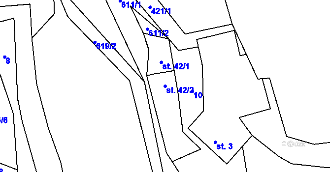 Parcela st. 42/2 v KÚ Přehořov u Žihle, Katastrální mapa