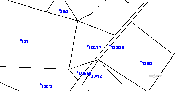 Parcela st. 130/17 v KÚ Přehořov u Žihle, Katastrální mapa