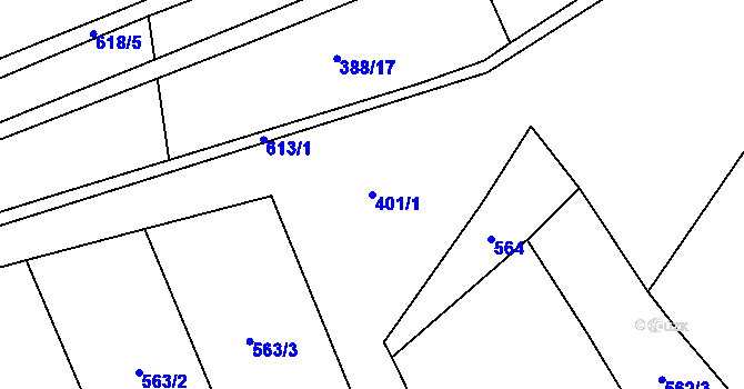Parcela st. 401/1 v KÚ Přehořov u Žihle, Katastrální mapa