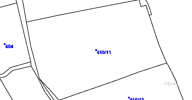 Parcela st. 410/11 v KÚ Přehořov u Žihle, Katastrální mapa