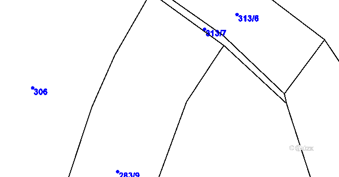 Parcela st. 313/8 v KÚ Přehořov u Žihle, Katastrální mapa