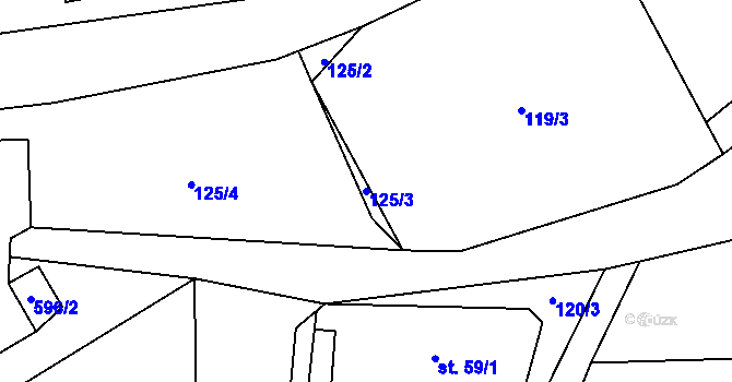 Parcela st. 125/3 v KÚ Přehořov u Žihle, Katastrální mapa
