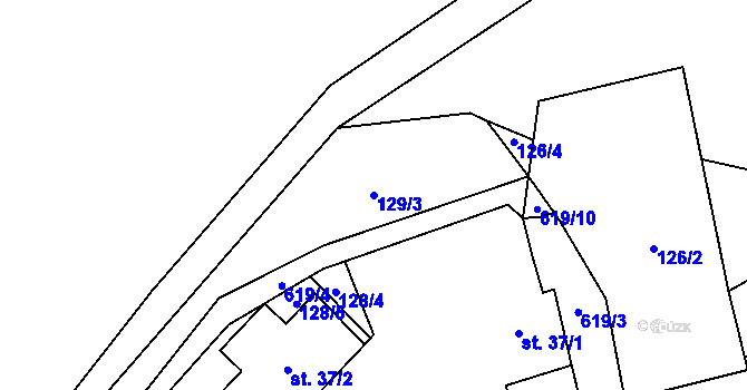 Parcela st. 129/3 v KÚ Přehořov u Žihle, Katastrální mapa