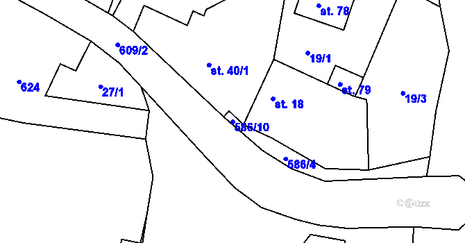 Parcela st. 586/10 v KÚ Přehořov u Žihle, Katastrální mapa