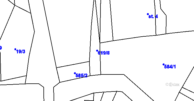 Parcela st. 619/8 v KÚ Přehořov u Žihle, Katastrální mapa