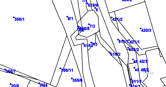 Parcela st. 618/7 v KÚ Přehořov u Žihle, Katastrální mapa