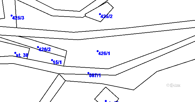 Parcela st. 426/1 v KÚ Přehořov u Žihle, Katastrální mapa