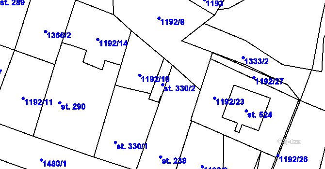 Parcela st. 330/2 v KÚ Žihle, Katastrální mapa